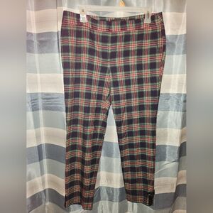 6p Talbots Wool Plaid Pant, Cropped,Ankle Bows,Pockets,Holiday,Christmas,Work